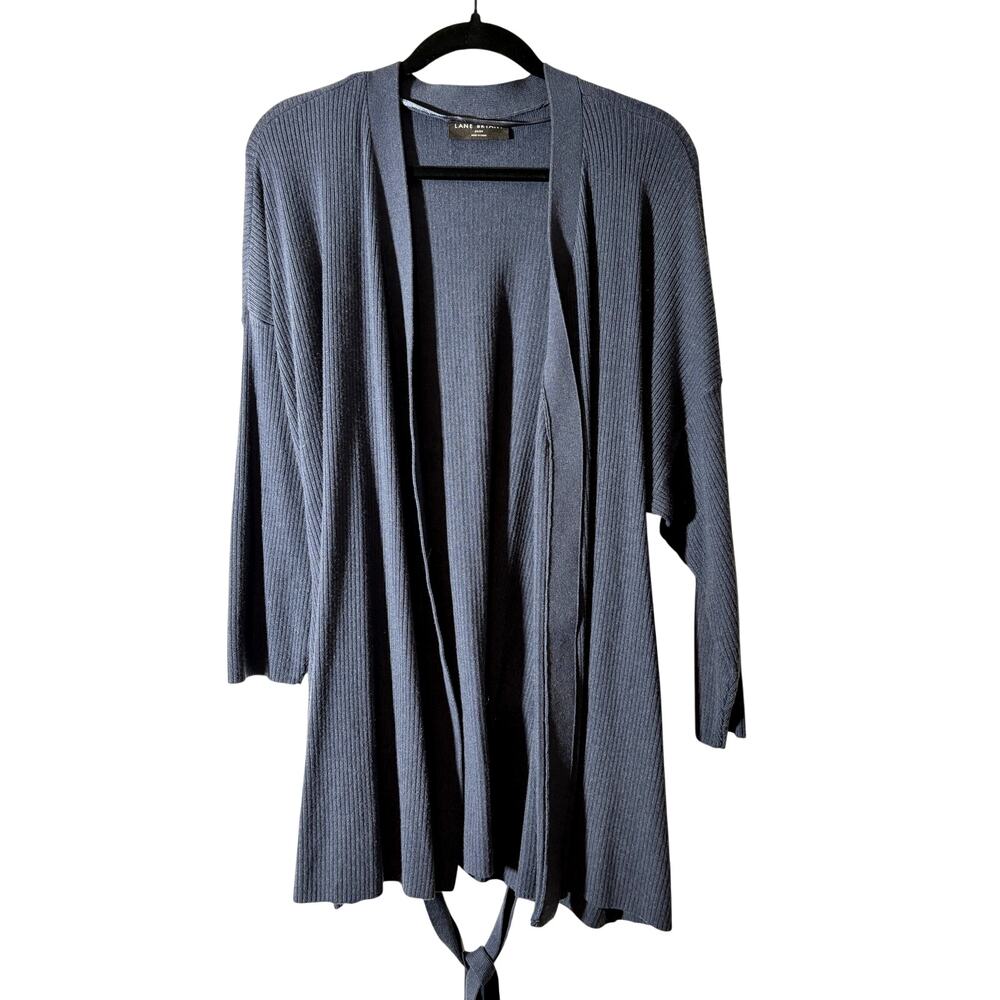 Lane Bryant Women's Size 22/24 Blue Open-Front Tie-Back Ribbed Cardigan Sweater